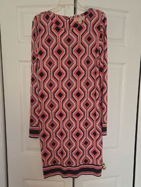 Michael Kors Coral, Blush & Navy Chevron Stripe Dress